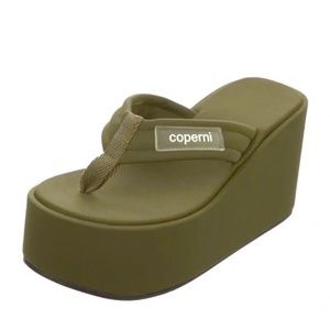 Coperni Olive Green Platform Wedge Sandals NEW Size US10 / IT40